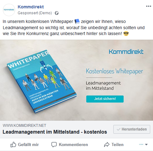 Kommdirekt Bildbeschreibung: facebook-lead-anzeige