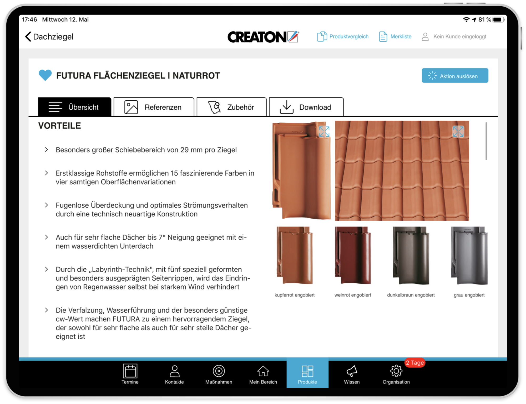 Kommdirekt Bildbeschreibung: creaton-mycreaton-samoa-sales-app-produktdetailseite