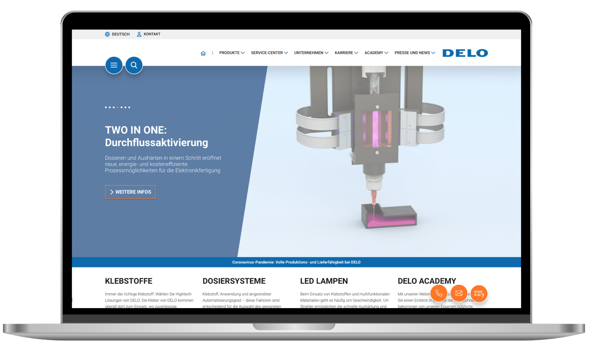 Kommdirekt Bildbeschreibung: delo-websiterelaunch-startseite-desktop-kommdirekt