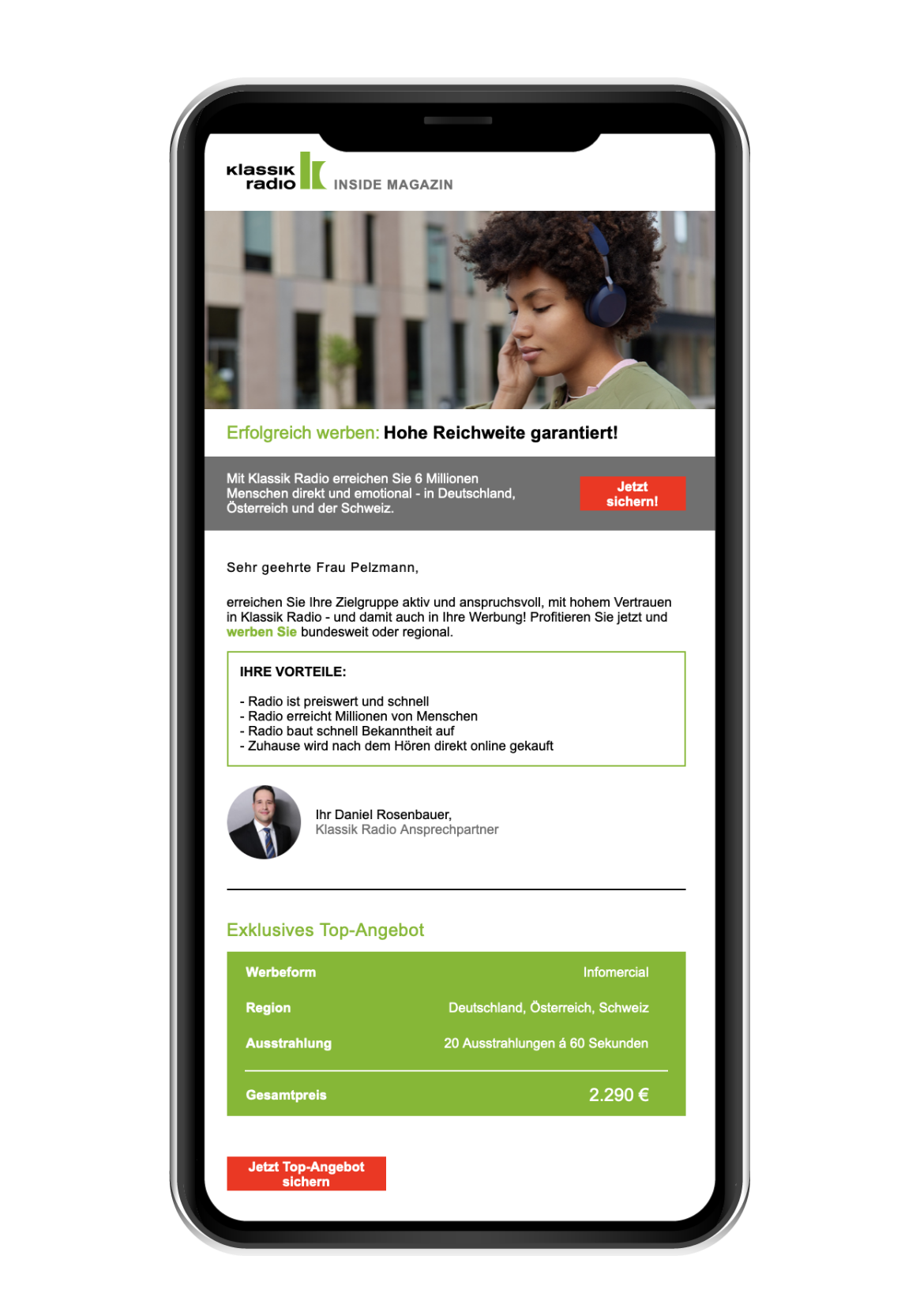 Kommdirekt Bildbeschreibung: klassikradio-email-marketing-email-mobile-kommdirekt