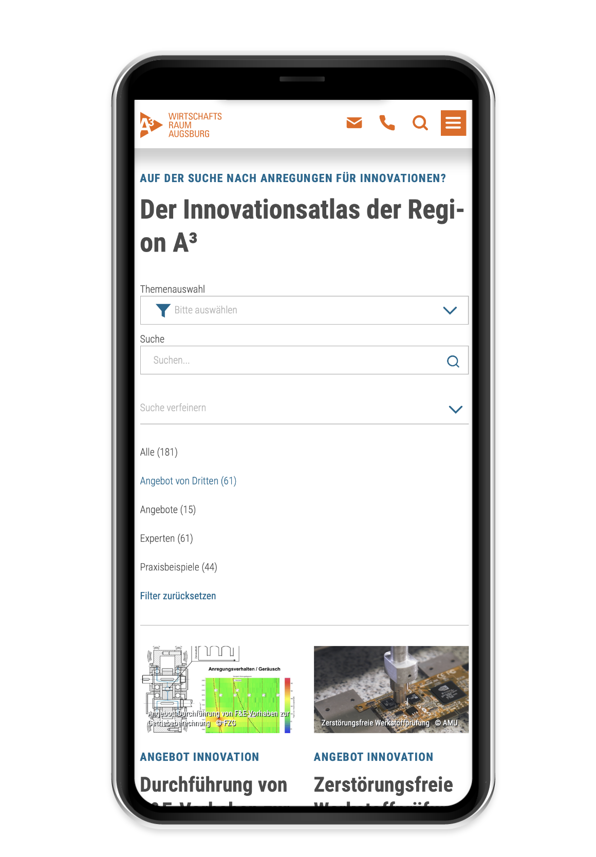 Kommdirekt Bildbeschreibung: regio-a3-innovationsatlas-websiterelaunch-kommdirekt-referenz-mobile