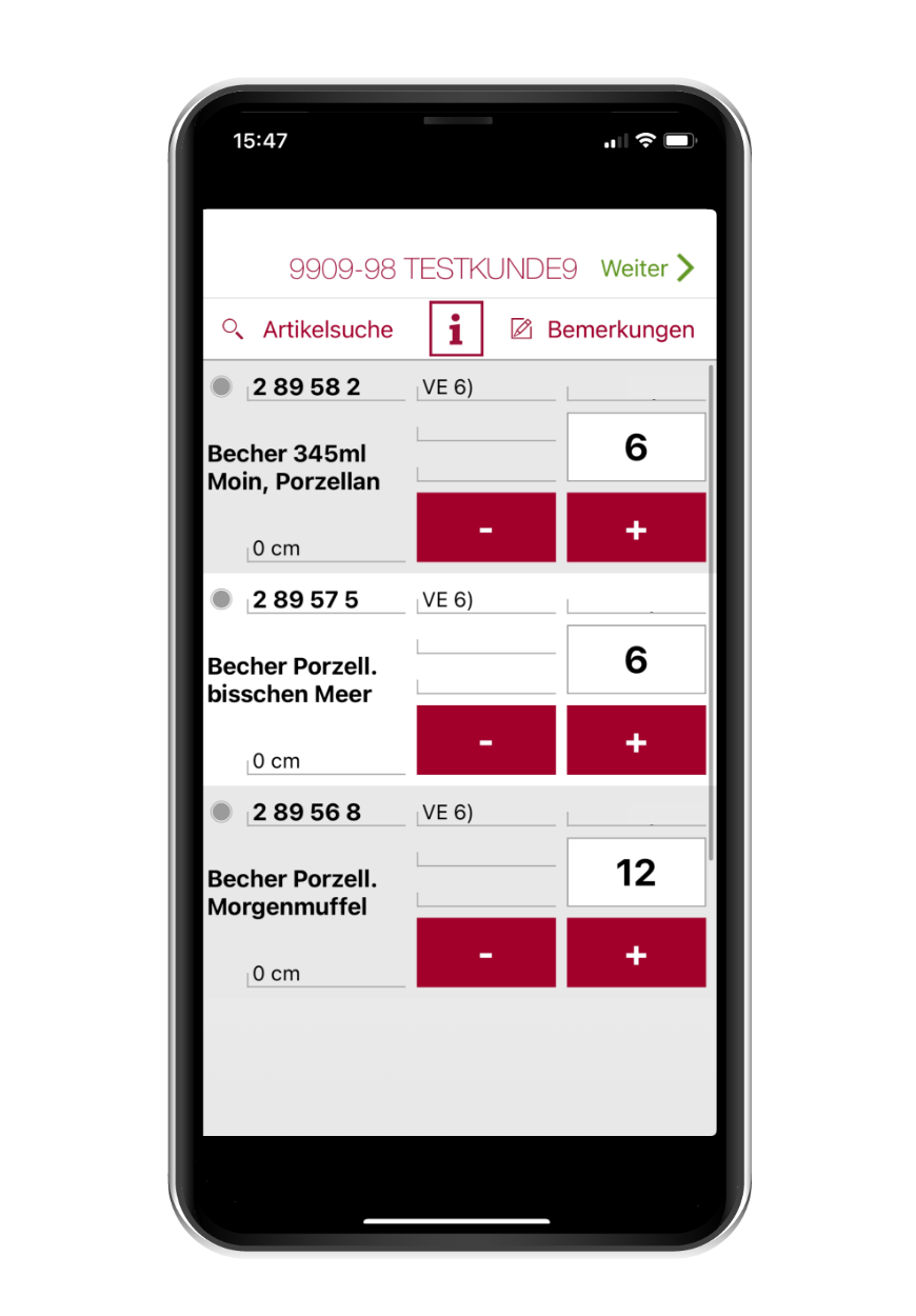 Kommdirekt Bildbeschreibung: formano_moka_mobile_bestellliste